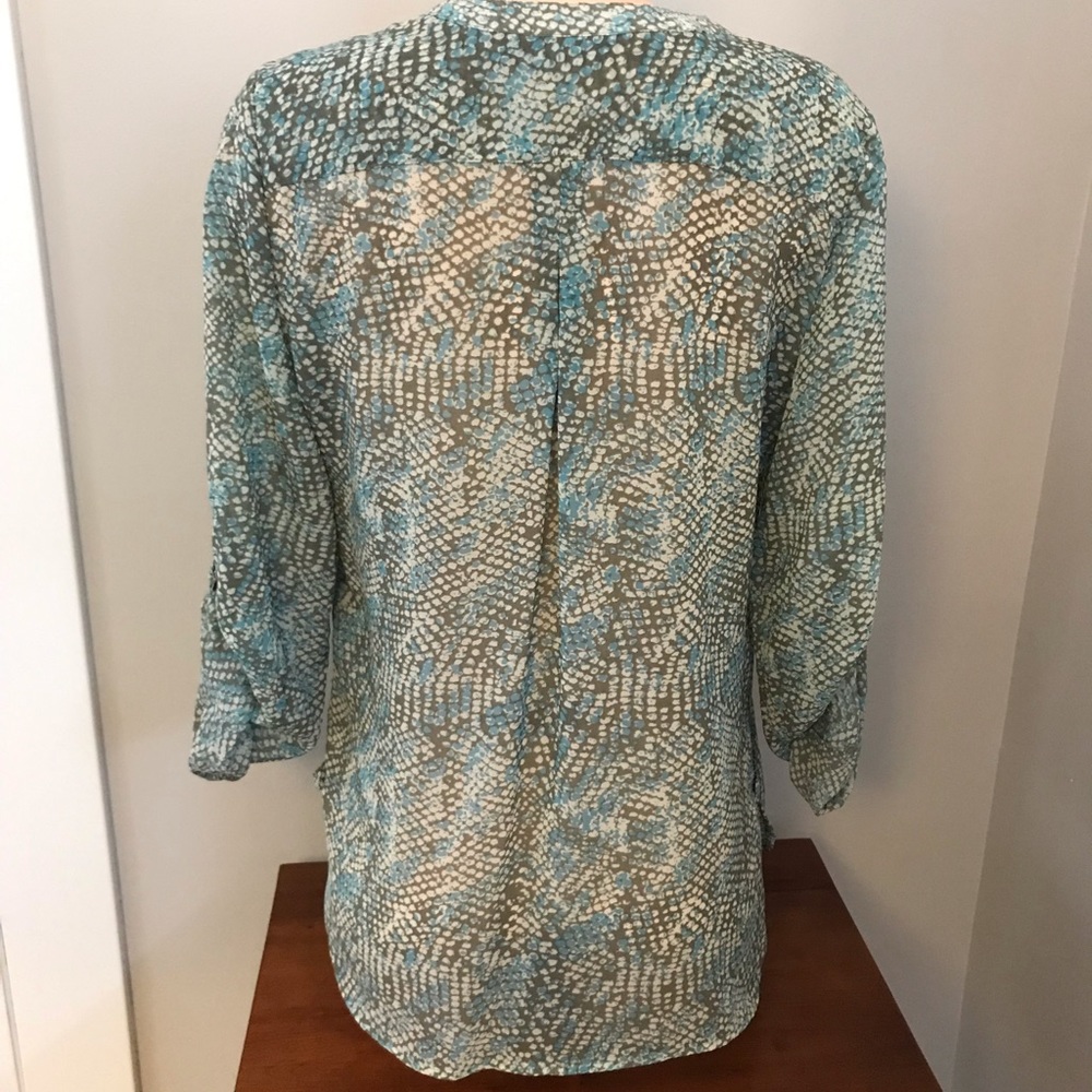 Apt 9 Woman’s Blouse Size S Blue green cream. - Picture 2 of 7